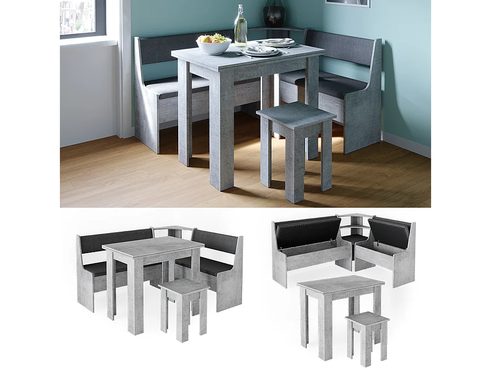 Groupe de banquettes dangle béton 150x120x80 roman