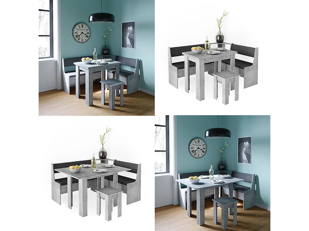 Groupe de banquettes dangle béton 150x120x80 roman