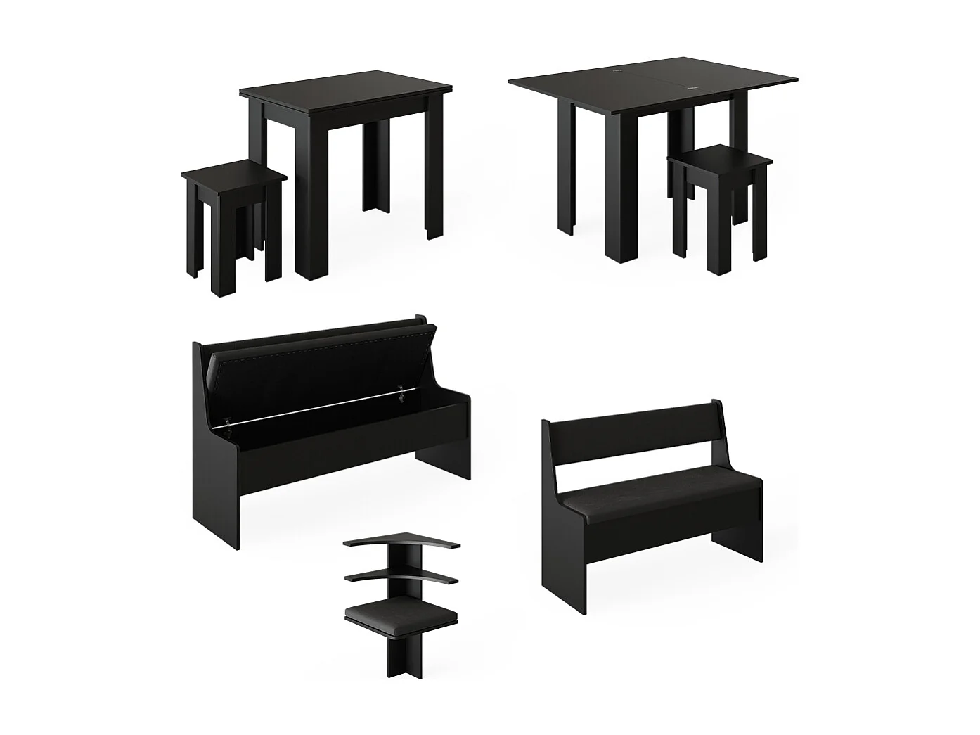 Groupe de banquettes dangle noir 180x150x80 roman