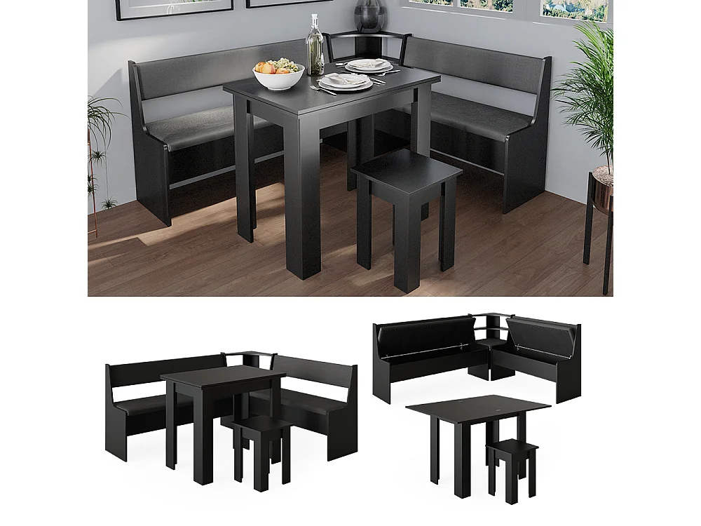 Groupe de banquettes dangle noir 180x150x80 roman