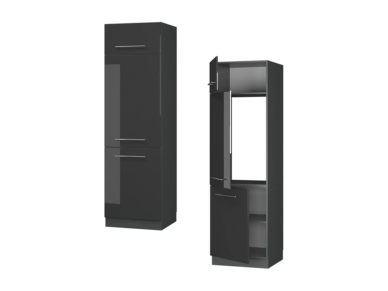 Kühlumbauschrank anthrazit hochglanz 60x58.1x206.8 fame-line