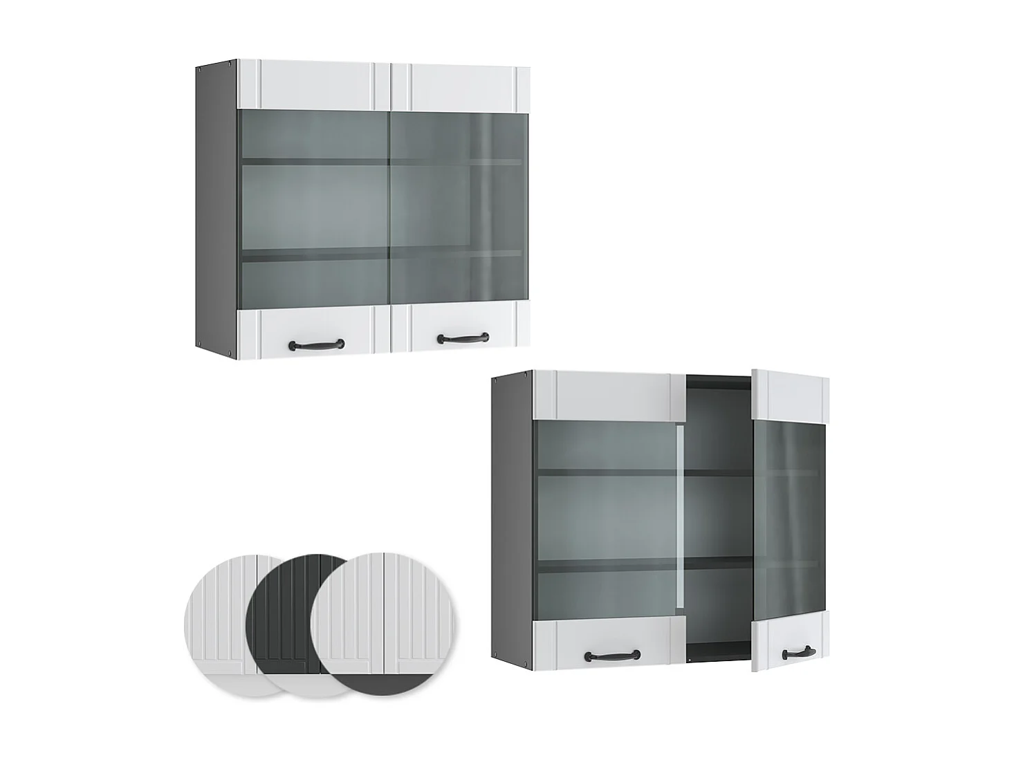 Armario de cocina con vidrio blanco casa de campo 80x34.1x72 fame-line