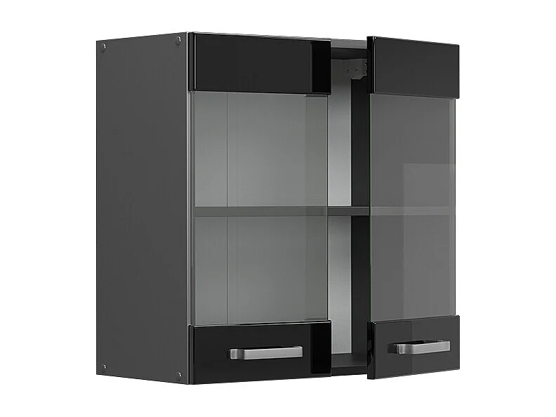 Armario de cocina con vidrio negro brillo intenso 60x31x60 r-line