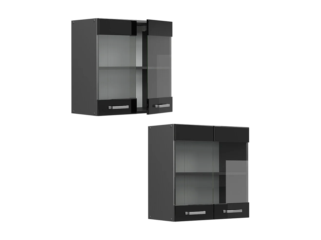 Armario de cocina con vidrio negro brillo intenso 60x31x60 r-line