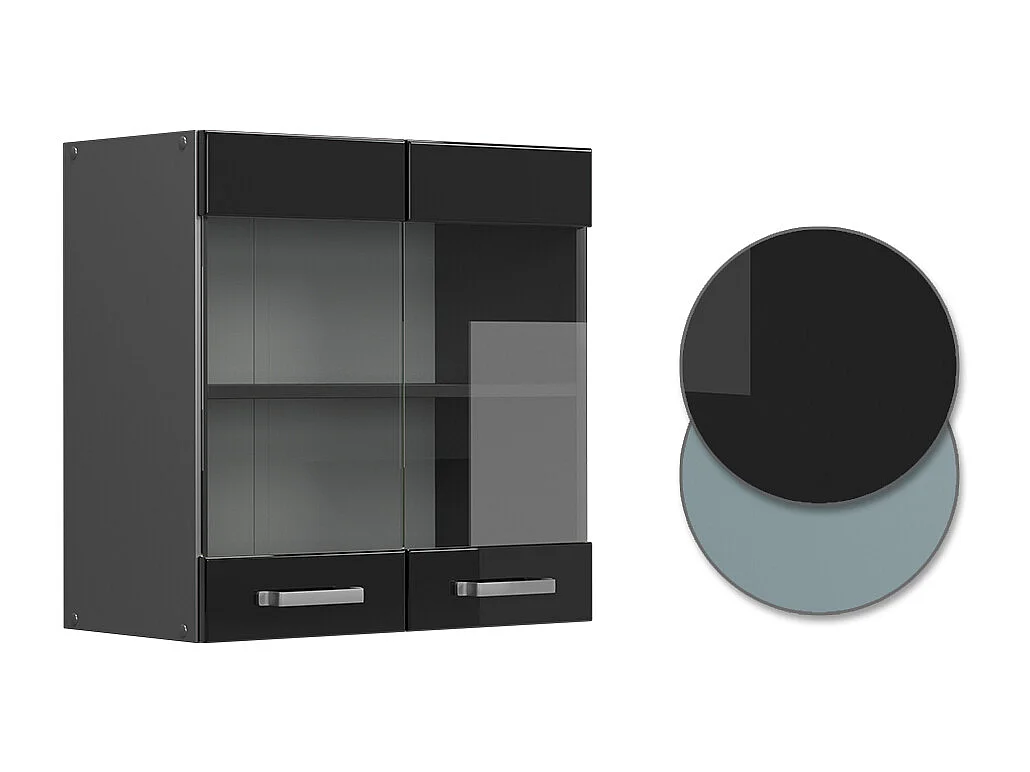Armario de cocina con vidrio negro brillo intenso 60x31x60 r-line