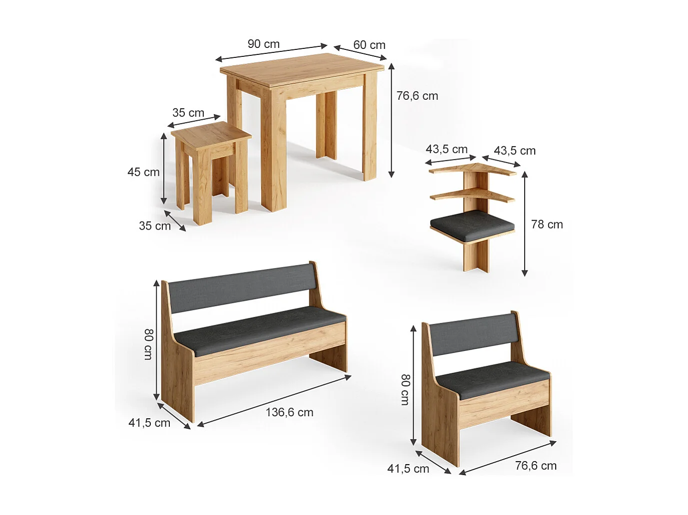 Eckbankgruppe goldkraft eiche 180x120x80 roman