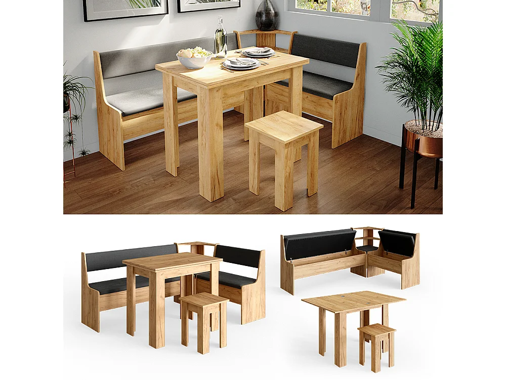 Groupe de banquettes dangle chêne de force doré 180x120x80 roman