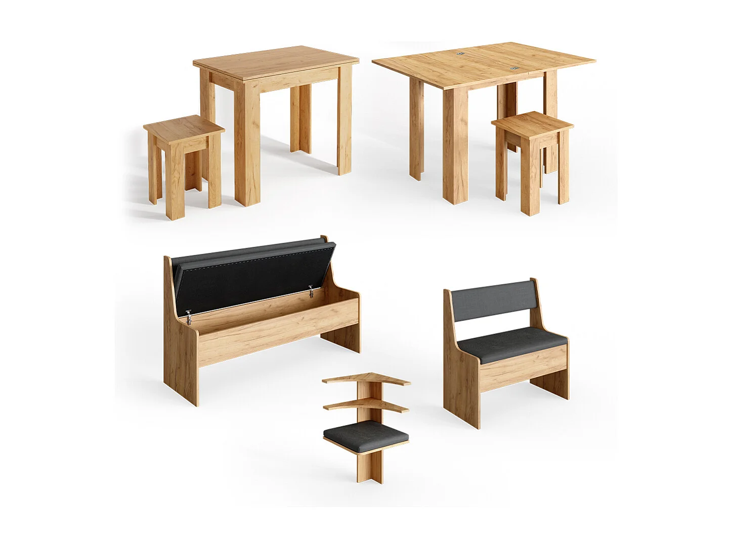 Groupe de banquettes dangle chêne de force doré 136.6x60x80 roman