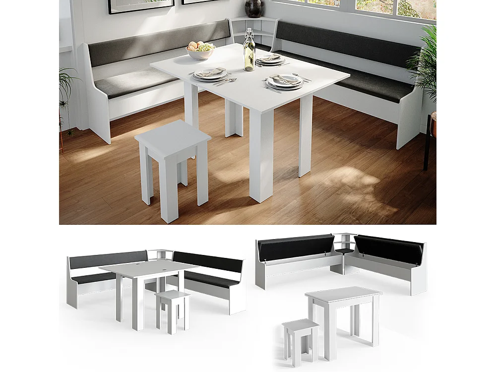 Groupe de banquettes dangle blanc 210x210x80 roman