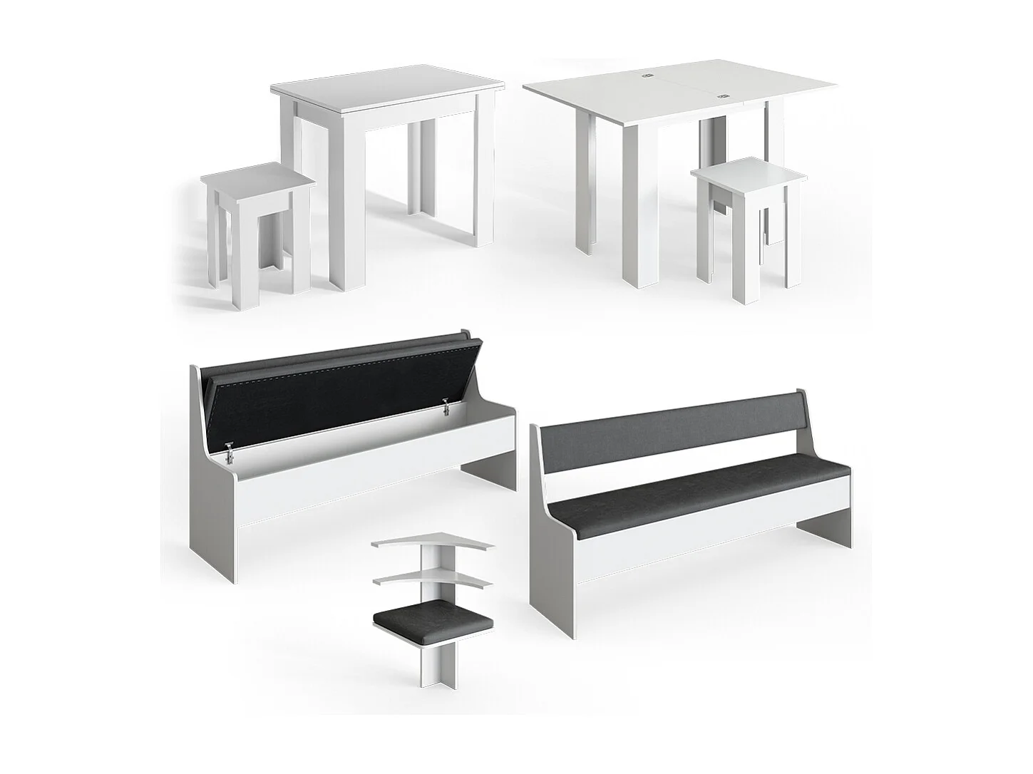 Groupe de banquettes dangle blanc 210x210x80 roman