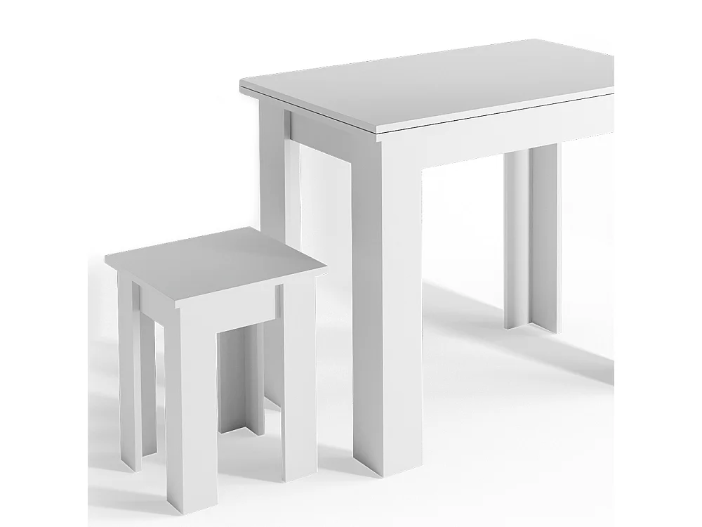 Table de salle à manger avec chaise blanc 90x60x76.6 roman