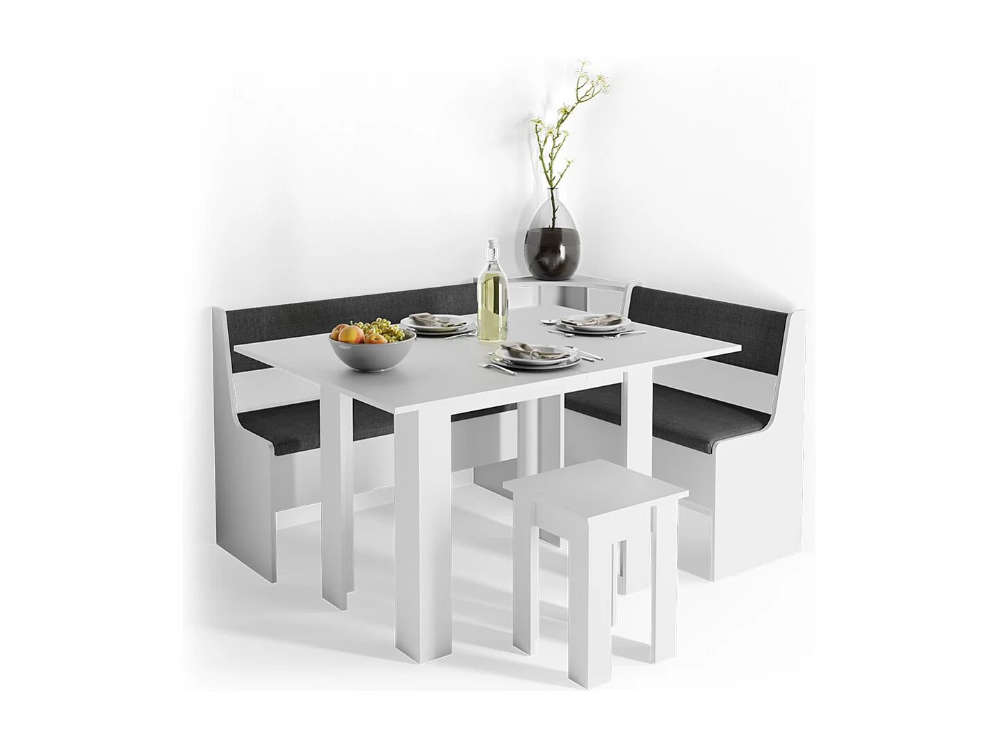 Table de salle à manger avec chaise blanc 90x60x76.6 roman