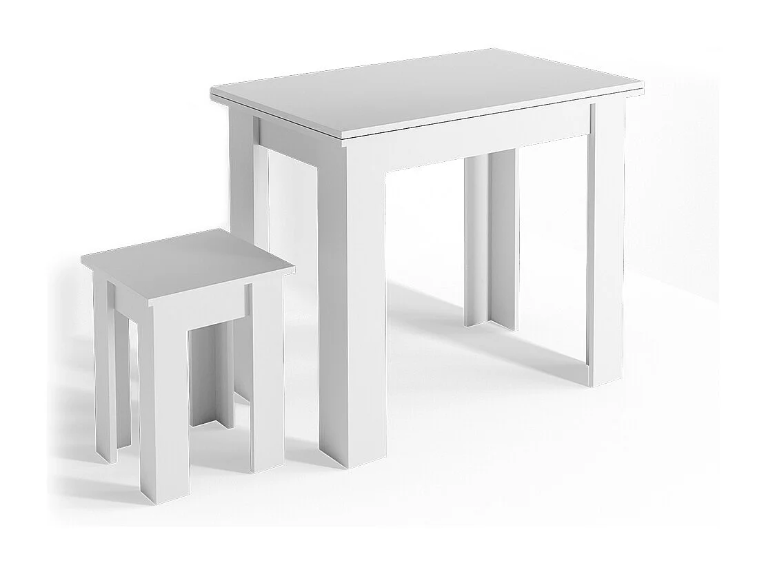 Table de salle à manger avec chaise blanc 90x60x76.6 roman