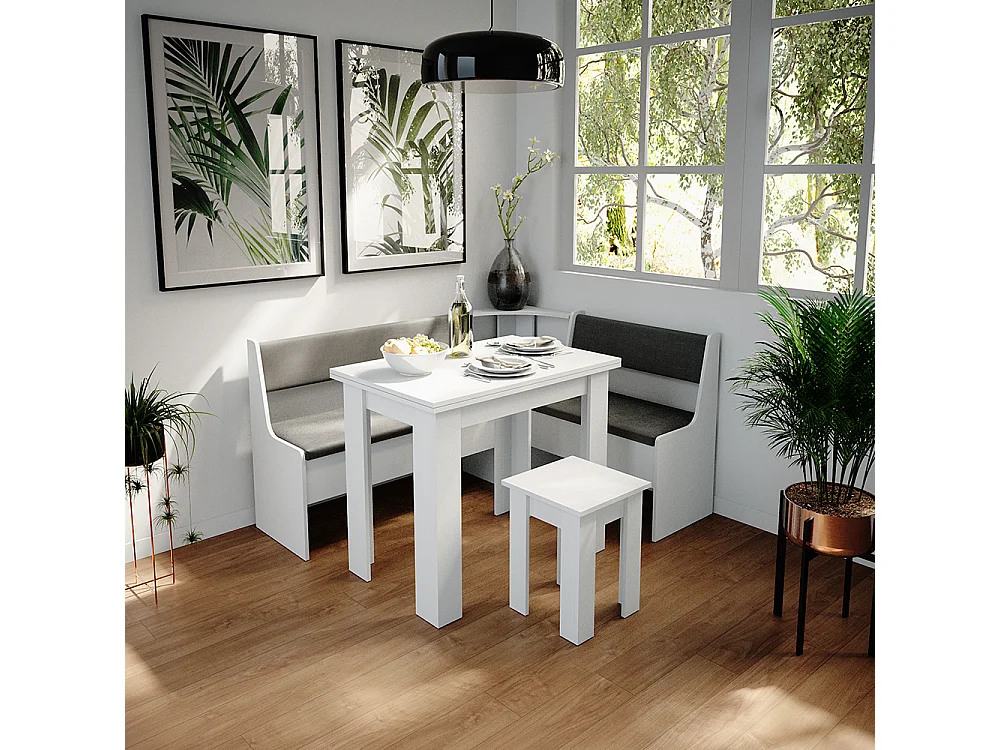 Table de salle à manger avec chaise blanc 90x60x76.6 roman