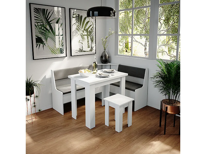 Eettafel met stoel wit 90x60x76.6 roman