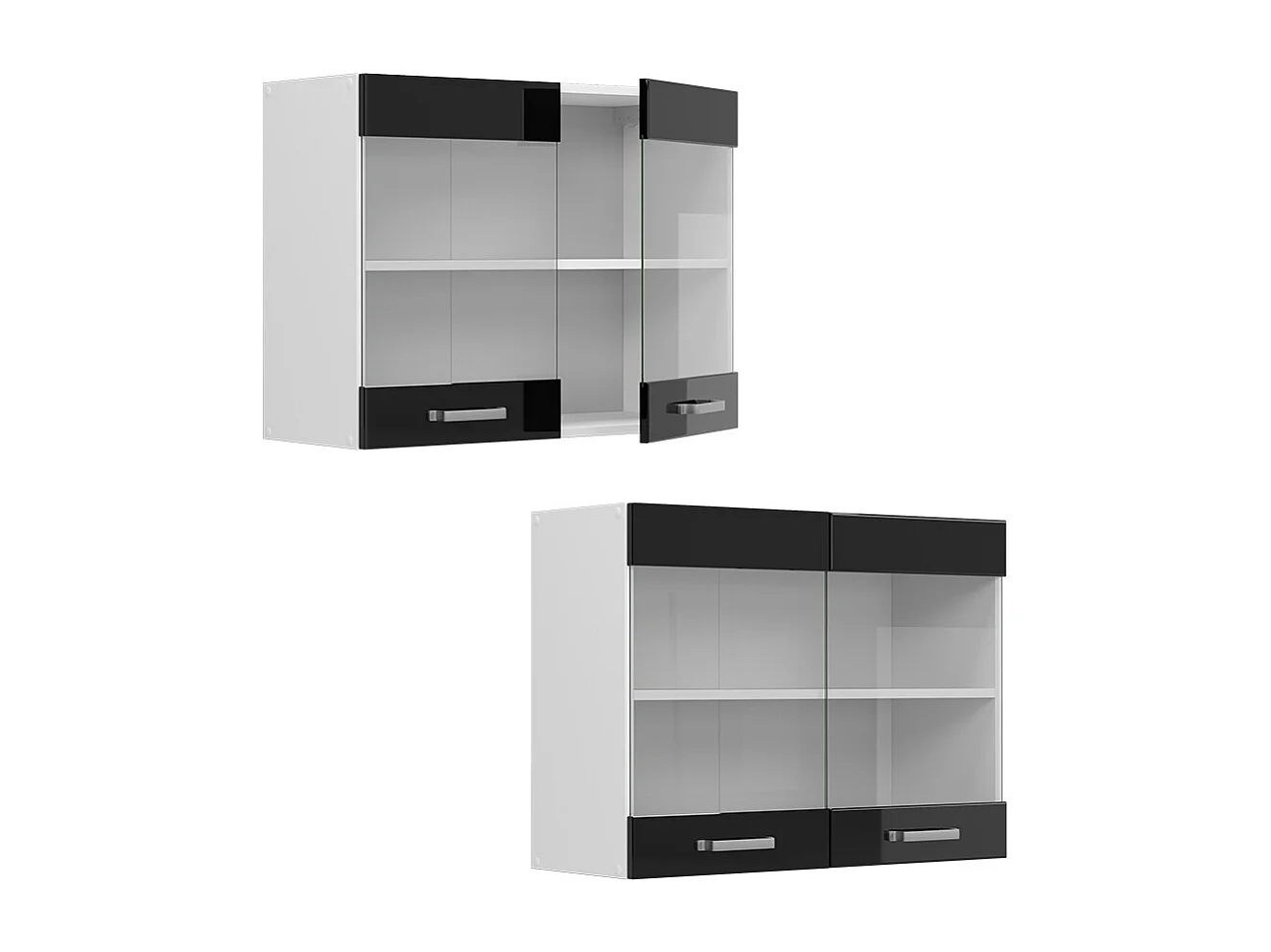 Armario de cocina con vidrio negro brillo intenso 80x31x60 r-line