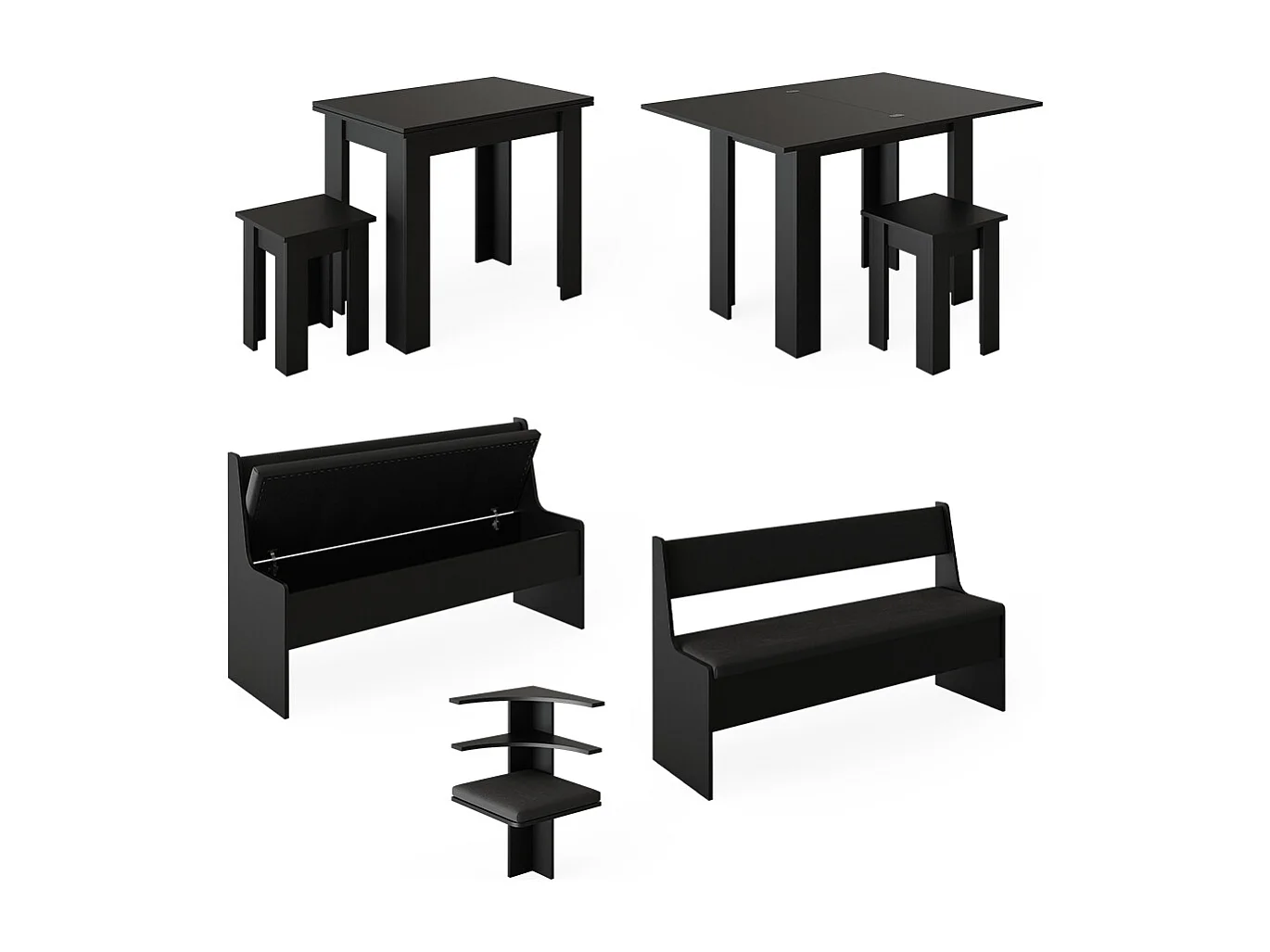 Groupe de banquettes dangle noir 180x180x80 roman