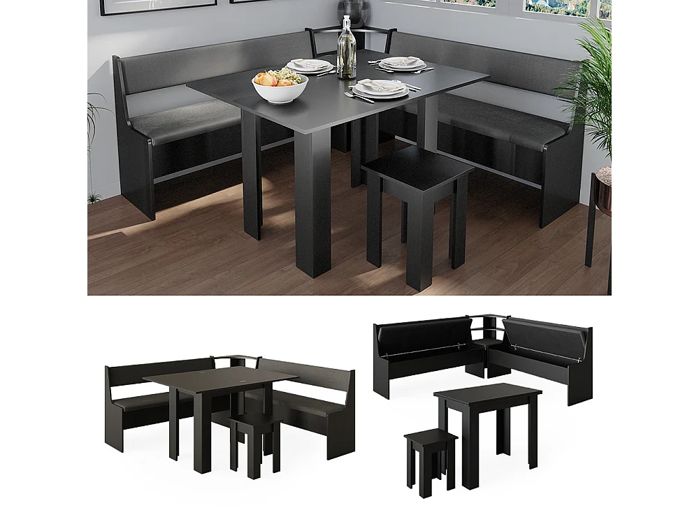 Groupe de banquettes dangle noir 180x180x80 roman