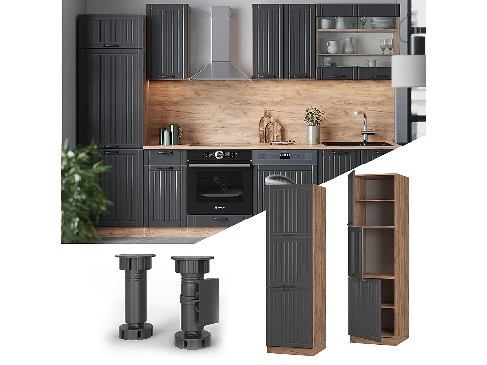 Meuble pour four gris foncé 60x58x206.8 fame-line