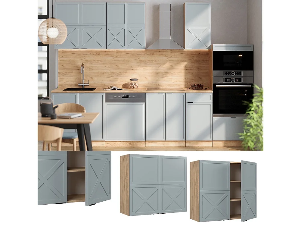 Mobile da cucina in vetro blu-grigio chiaro 80x34.1x72 fame-line
