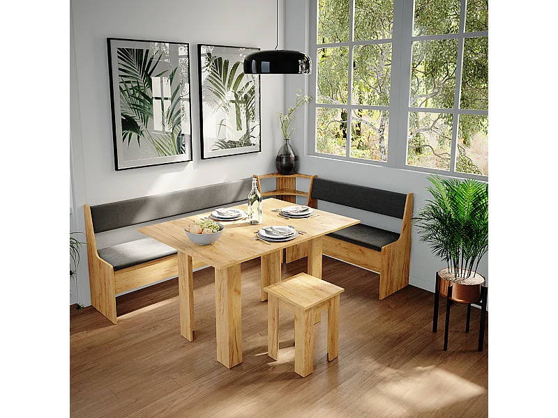 Groupe de banquettes dangle chêne de force doré 210x150x80 roman