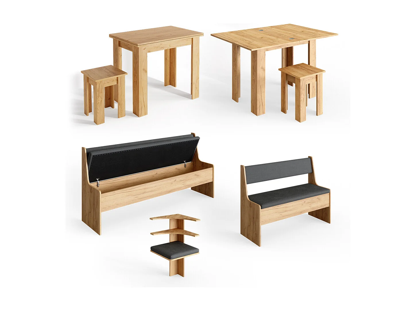 Groupe de banquettes dangle chêne de force doré 210x150x80 roman