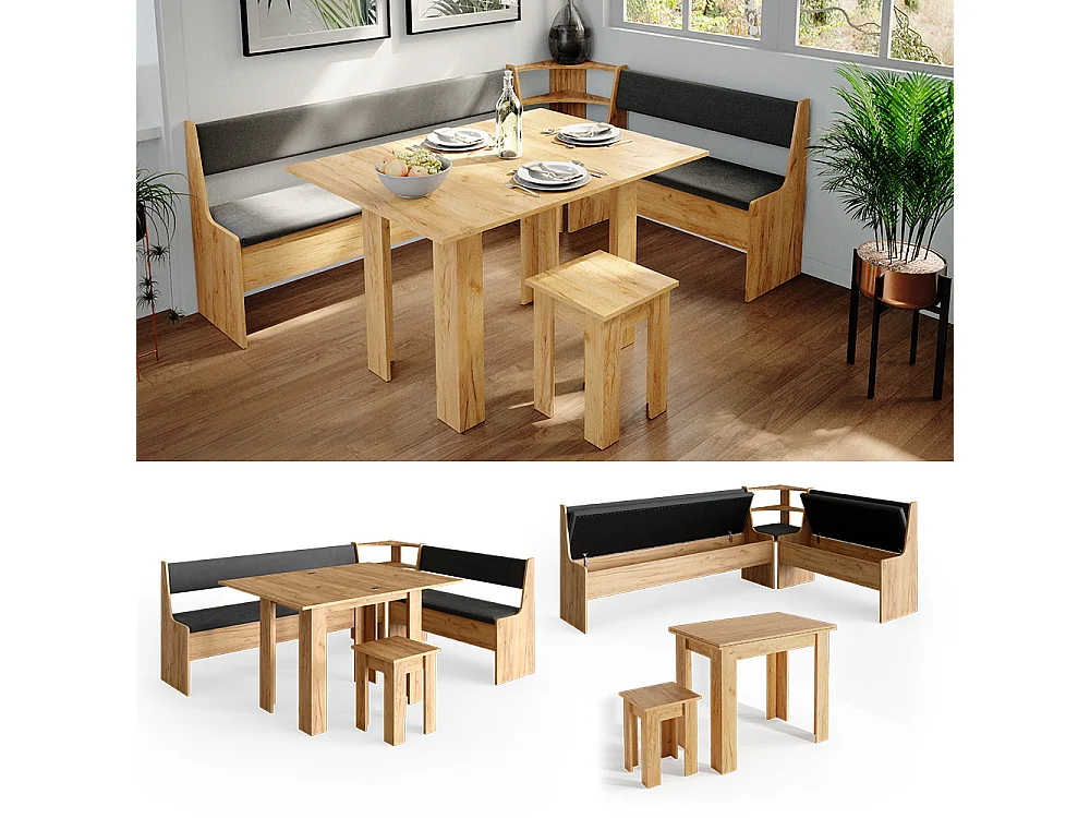 Groupe de banquettes dangle chêne de force doré 210x150x80 roman