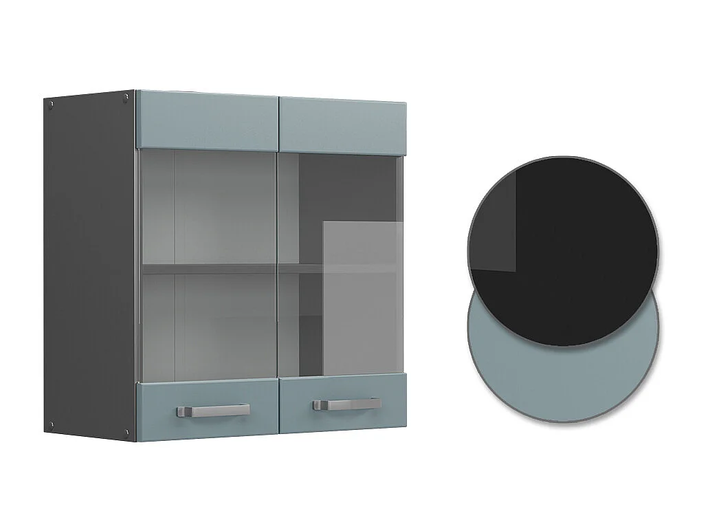 Glazen keukenkast blauw-grijs 60x31x60 r-line