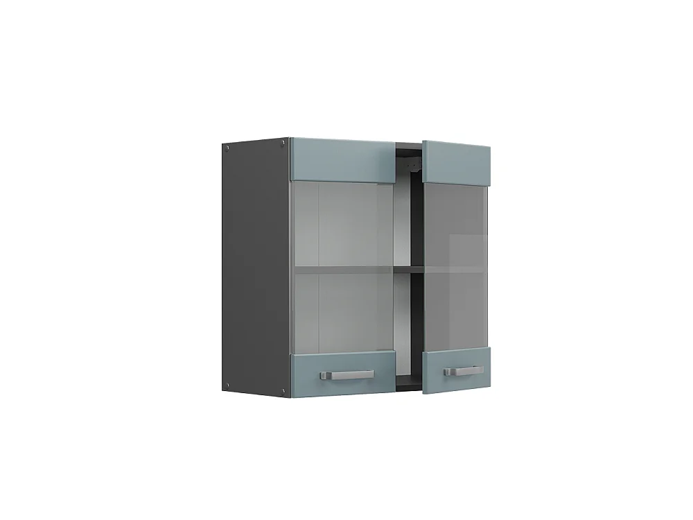 Glass kitchen cabinet blue-grey 60x31x60 r-line