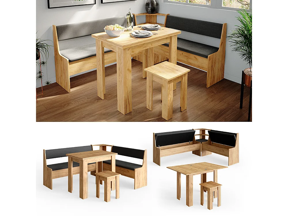 Groupe de banquettes dangle chêne de force doré 180x150x80 roman