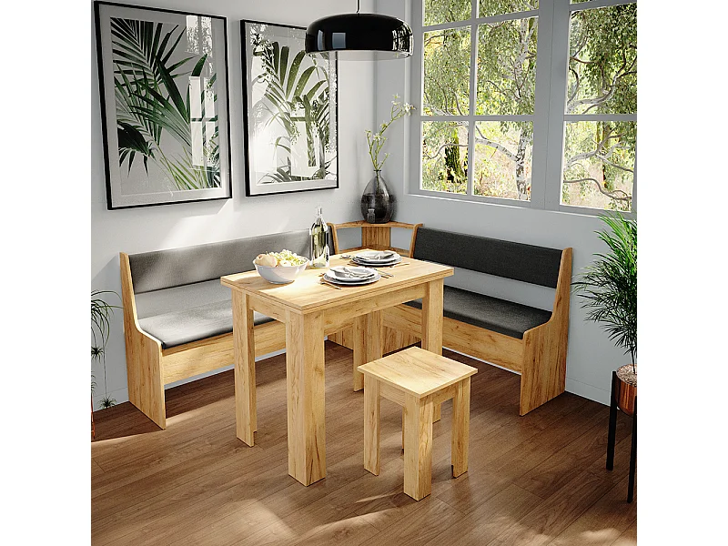 Groupe de banquettes dangle chêne de force doré 180x150x80 roman