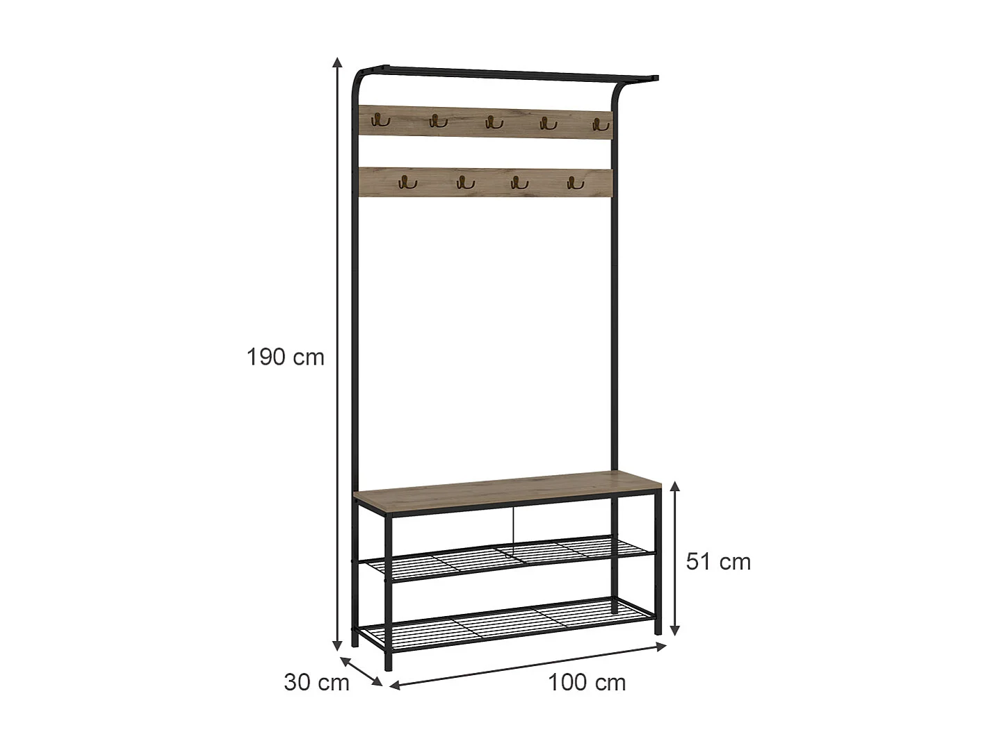 Perchero roble 100x30x190 fyrk