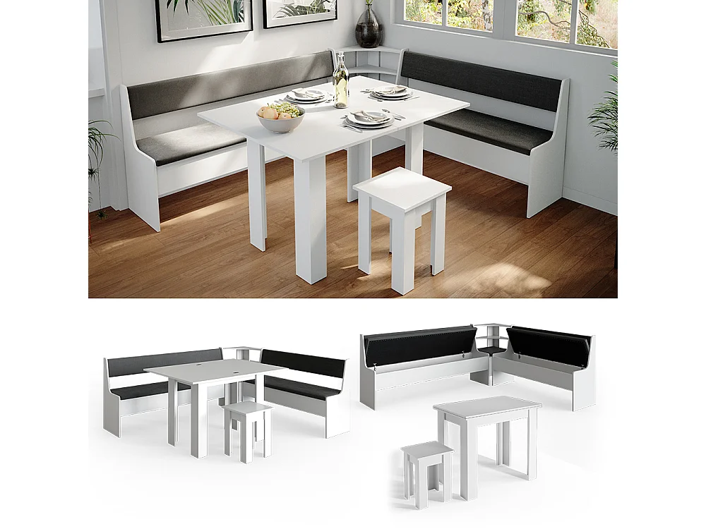 Groupe de banquettes dangle blanc 210x180x80 roman