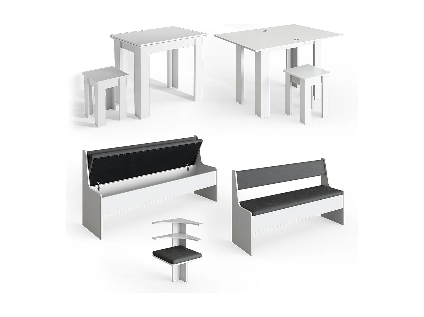 Groupe de banquettes dangle blanc 210x180x80 roman