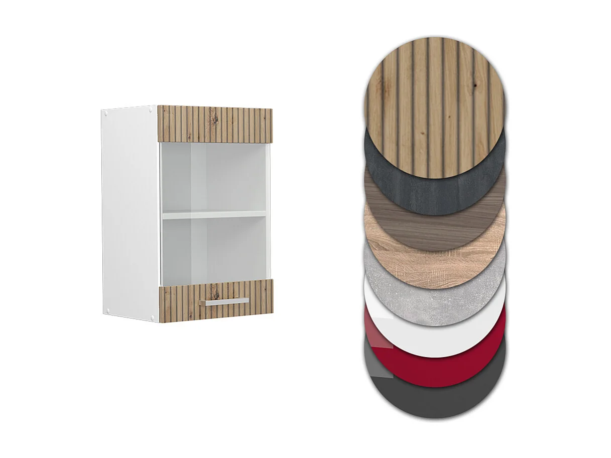 Armario de cocina con vidrio roble artesanal 40x31x60 r-line