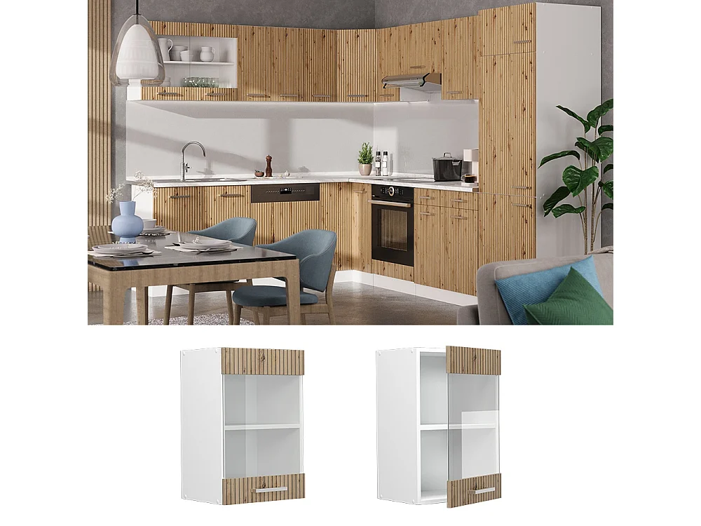 Köksglasskåp hantverks ek 40x31x60 r-line
