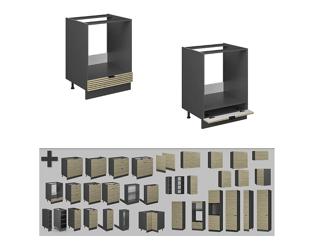 Armario para horno empotrado panel de roble 60x51.6x82 fame-line