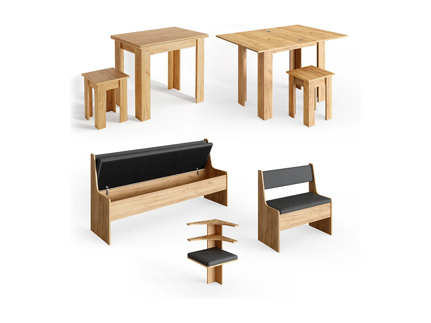 Groupe de banquettes dangle chêne de force doré 210x120x80 roman