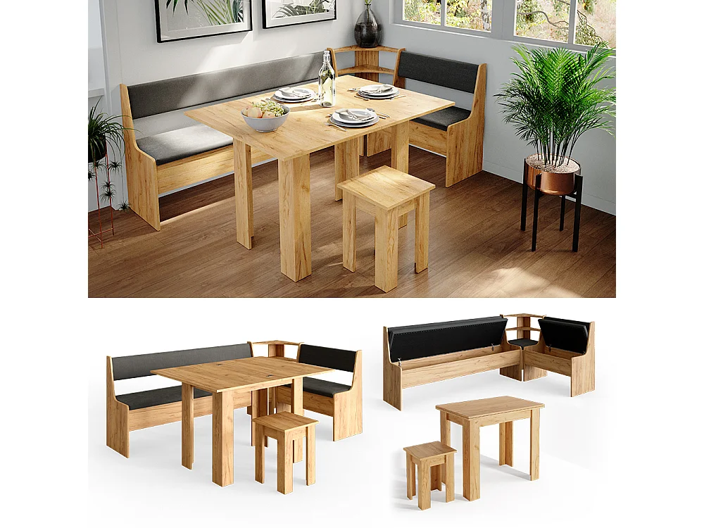 Hjørnebænksgruppe gold power oak 210x120x80 roman