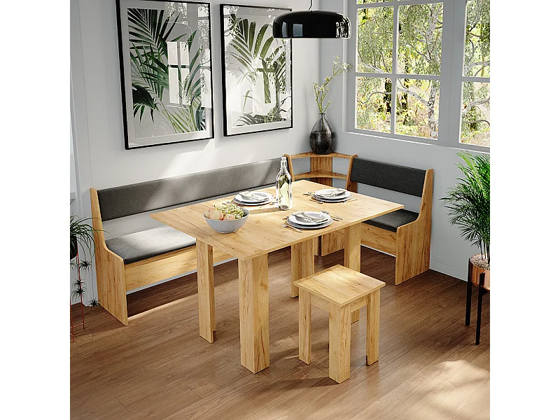 Grupo de bancos de canto carvalho goldkraft 210x120x80 roman