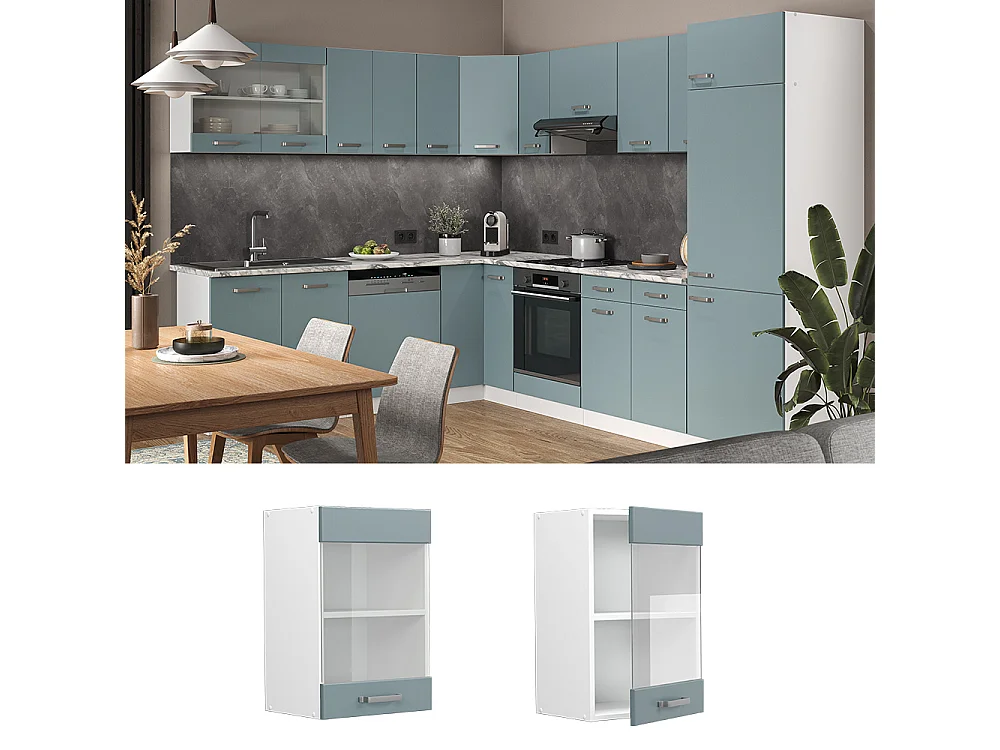 Armario de cocina con vidrio gris azulado 40x31x60 r-line