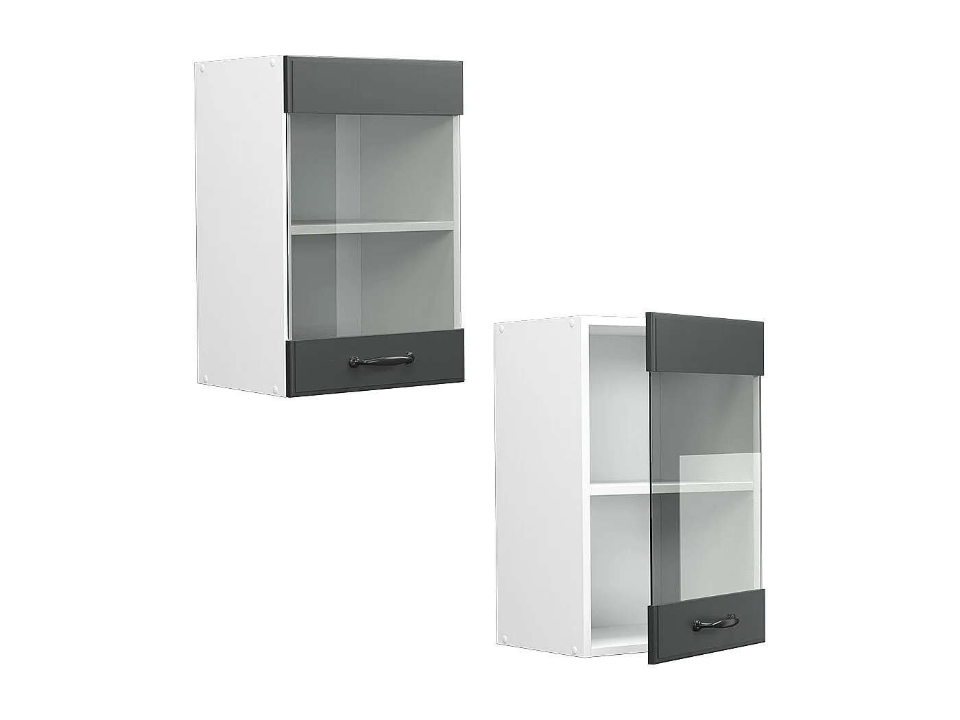 Glazen keukenkast antraciet landhuis 40x31x60 r-line