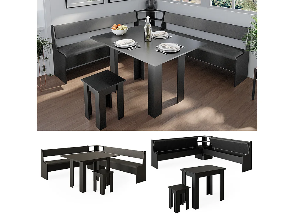 Groupe de banquettes dangle noir 210x210x80 roman