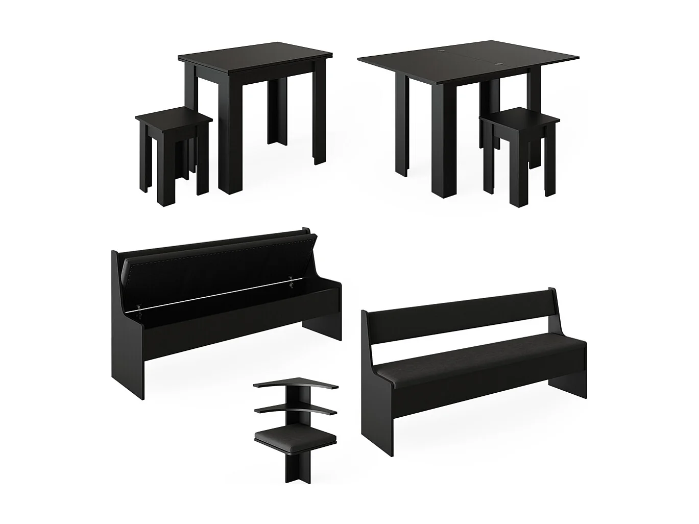 Groupe de banquettes dangle noir 210x210x80 roman