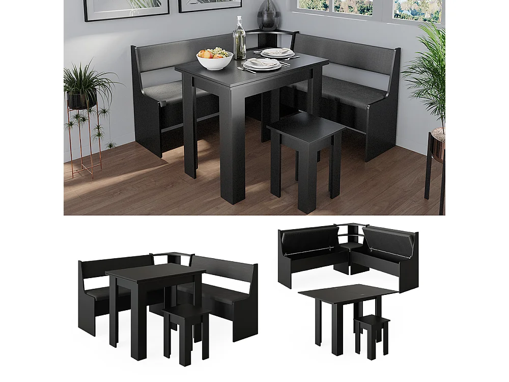 Groupe de banquettes dangle noir 150x150x80 roman