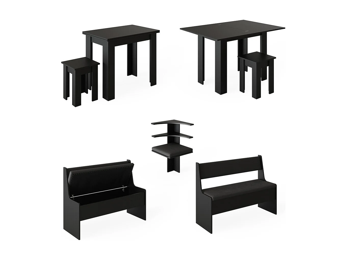 Groupe de banquettes dangle noir 150x150x80 roman