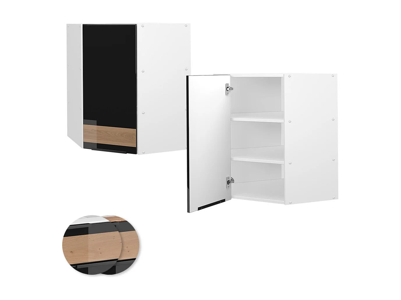 Armario colgante de esquina roble negro alto brillo 57x34.1x72 fame-line