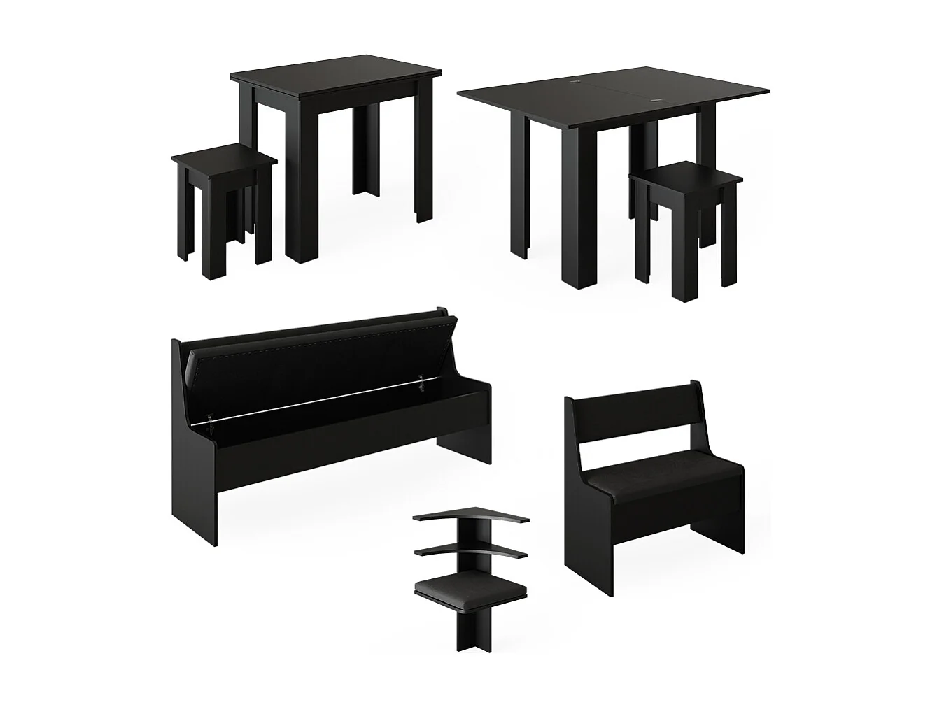 Groupe de banquettes dangle noir 210x120x80 roman