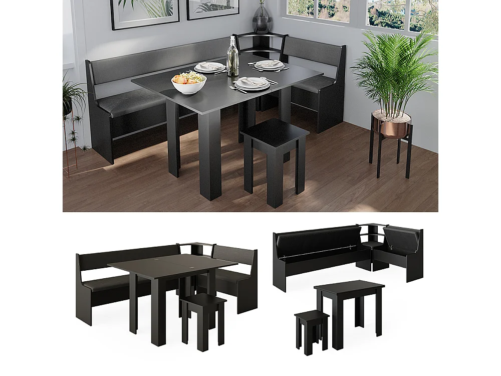 Groupe de banquettes dangle noir 210x120x80 roman