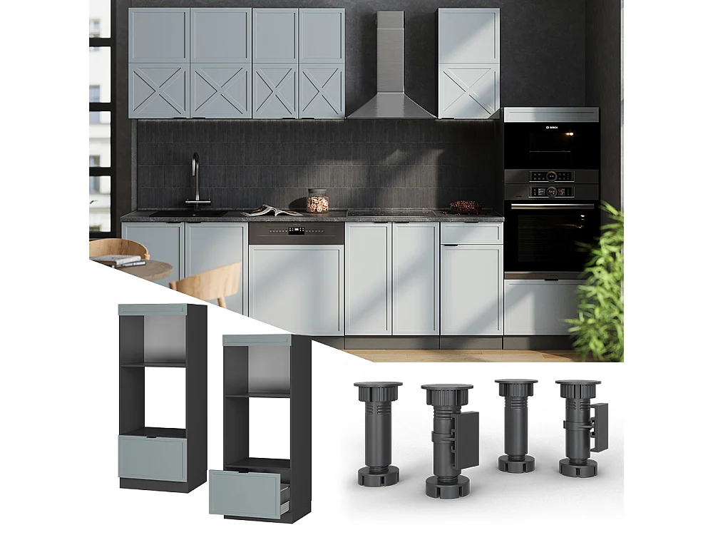 Armoire micro-ondes bleu clair-gris 60x58.1x153.6 fame-line